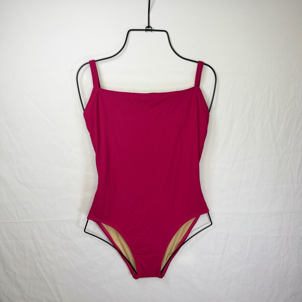 Calvin Klein One Piece Swimsuit Women Size 8 Pink Strappy Back Square Neck Solid